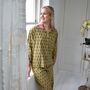 Block Printed Green And Pink Floral Cotton Pyjamas, thumbnail 2 of 6