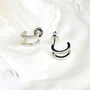 Illusion Double Huggie Stud Earrings Sterling Silver, thumbnail 2 of 5