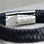 Men's Personalised Leather Plait Bracelet With Message, thumbnail 4 of 8