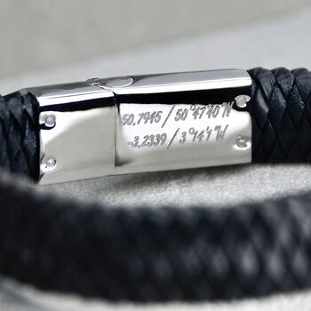 Men's Personalised Leather Plait Bracelet With Message, 4 of 8