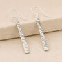 Sterling Silver Hammered Bar Drop Earrings, thumbnail 2 of 8