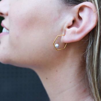 Rose Gold Vermeil Earrings With Pearl | Minerva, 4 of 7