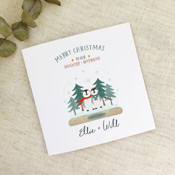 Personalised Penguin Daughter + Partner Christmas Card, 2 of 4