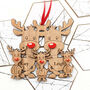 Personalised Reindeer Family Oak Christmas Wreath, thumbnail 5 of 7