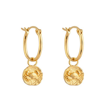 18ct Gold Plated Star Sign Charm Hoop Earrings, 6 of 12