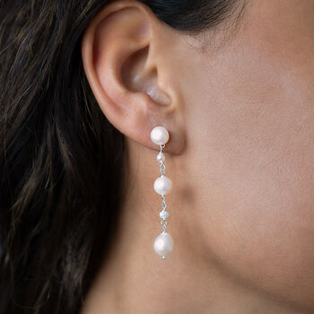 Sterling Silver Pearl Drop Earrings, 4 of 9