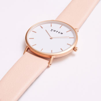 Classic Rose Gold Vegan Leather Watch, 4 of 12