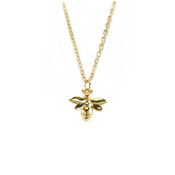 Yellow Gold Vermeil Sterling Silver Bee Charm Necklace, 4 of 5