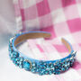 Gem Detailed Floral Headband In Blue, thumbnail 3 of 3