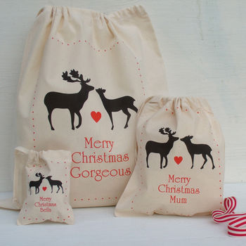 Personalised Christmas Reindeer Gift Bags, 3 of 4