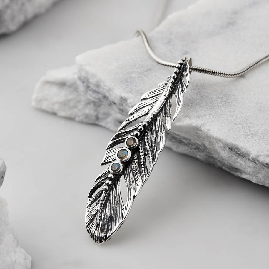freedom feather mani gemstone necklace by charlotte's web jewellery ...