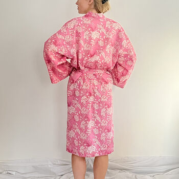 Wrap Kimono In Pink Botanic Block Print, 5 of 5