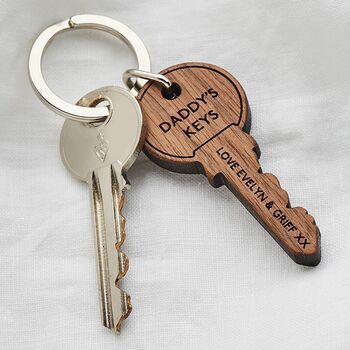 Personalised Wooden Key Shape Keyring, 3 of 4