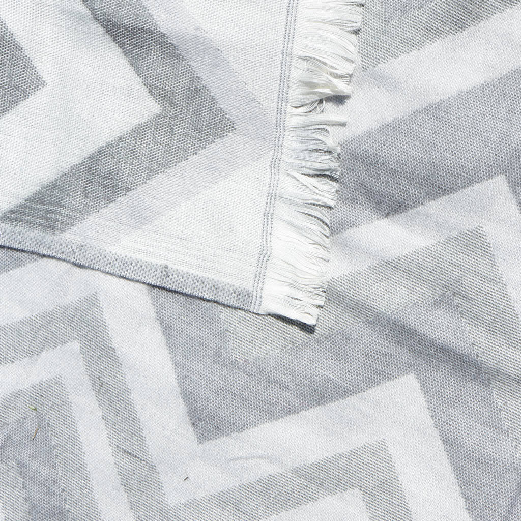 Striped Grey Cosy Throw Blanket With Tassels By Dibor