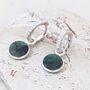 Circle Emerald May Birthstone Earrings, Silver, thumbnail 5 of 6