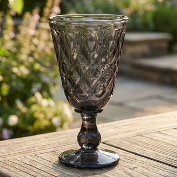 Set Of Four Smoked Grey Wine Goblets, 3 of 7