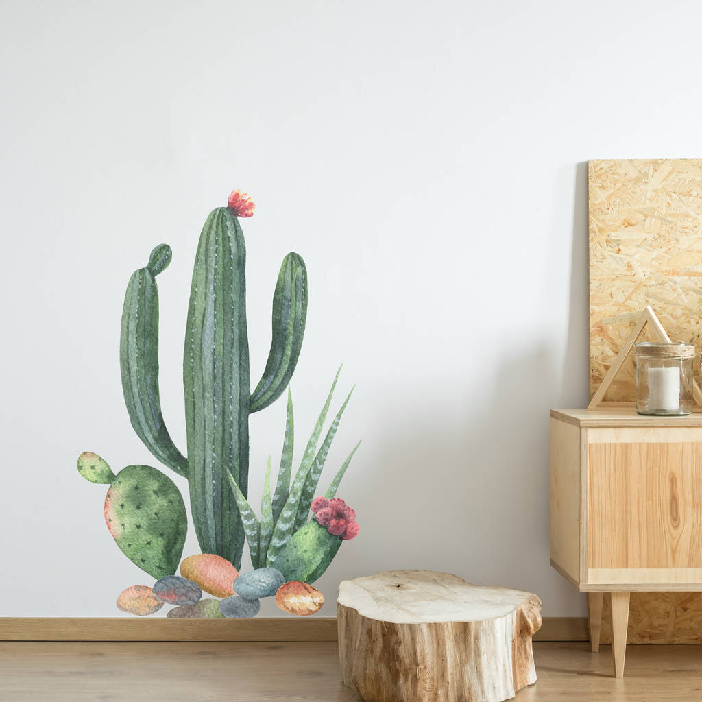 Watercolour Cactus Wall Sticker, 1 of 2