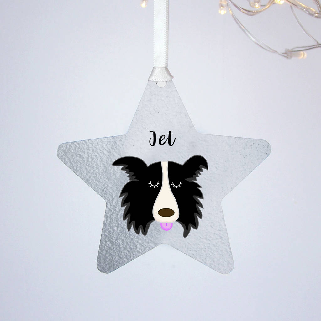Border Collie Dog Personalised Christmas Decoration By