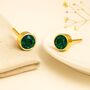 Gold Plated Sterling Silver May Emerald Birthstone Stud Earrings, thumbnail 2 of 7