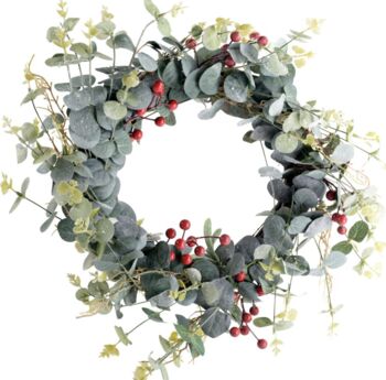 Red Berry And Eucalyptus Faux Wreath, 4 of 4