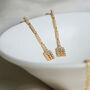 Gold Plated Long Forks Earrings With Crystals, thumbnail 1 of 4