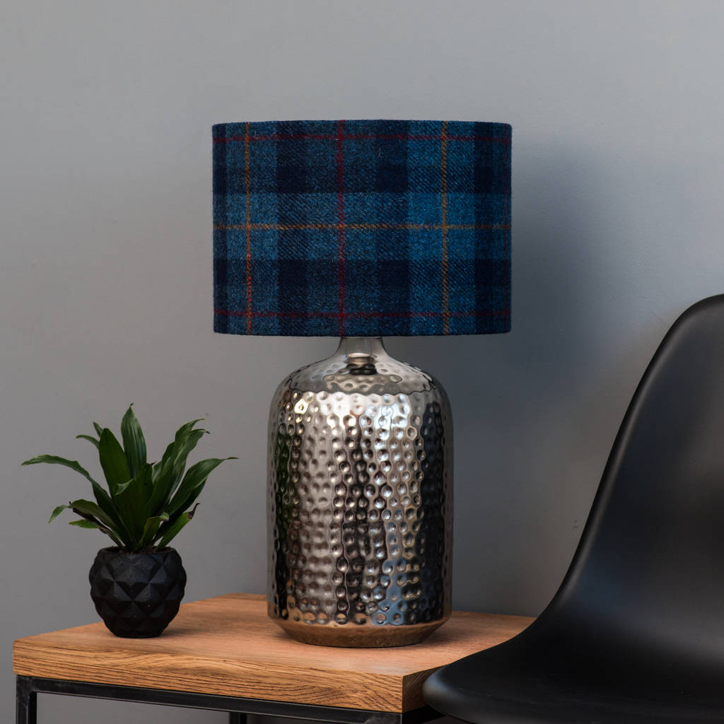 Navy Blue Check Harris Tweed Lampshade By Quirk