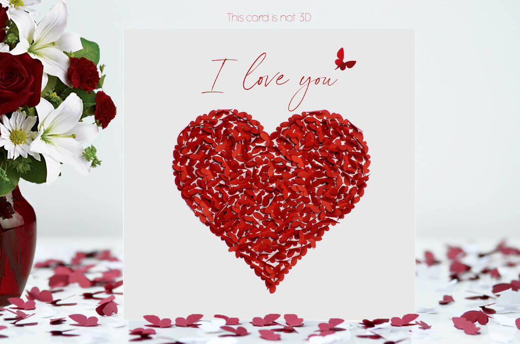 Valentine's I Love You Butterfly Heart Card, Not 3D, 1 of 11