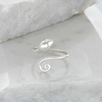 Adjustable Mouse Charm Ring In Sterling Silver, 4 of 7
