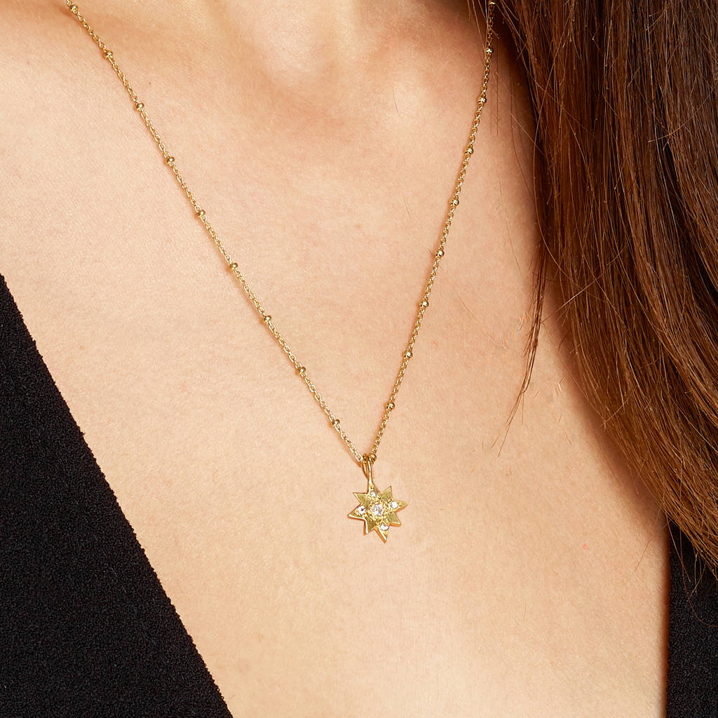 Small Star Necklace With White Sapphires, 1 of 3