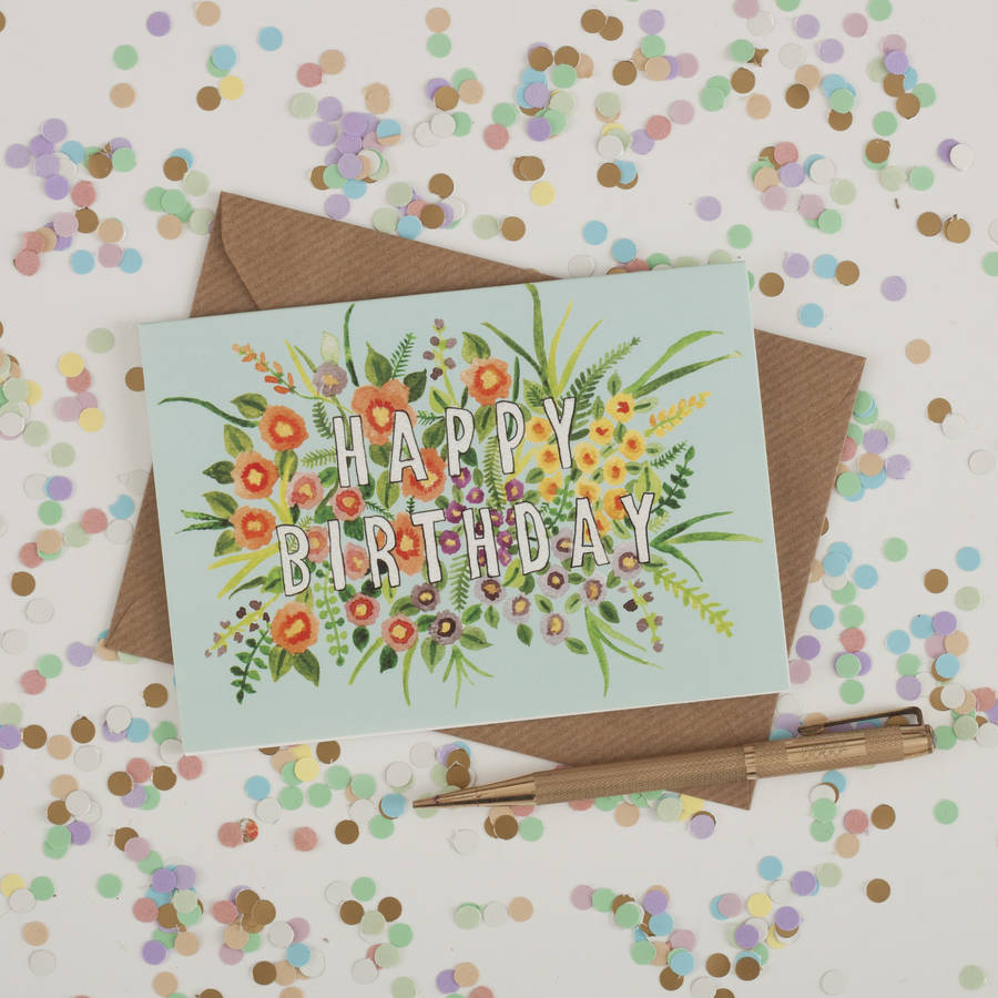 floral happy birthday card by little paisley designs ...