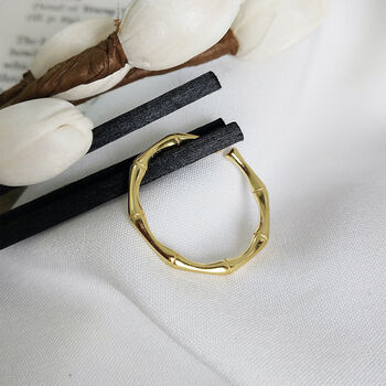 14 K Dainty Gold Bamboo Ring, 3 of 11