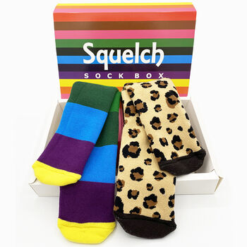 Gift Set Of Two Pairs Of Squelch Adult Socks Cheetah, 4 of 4