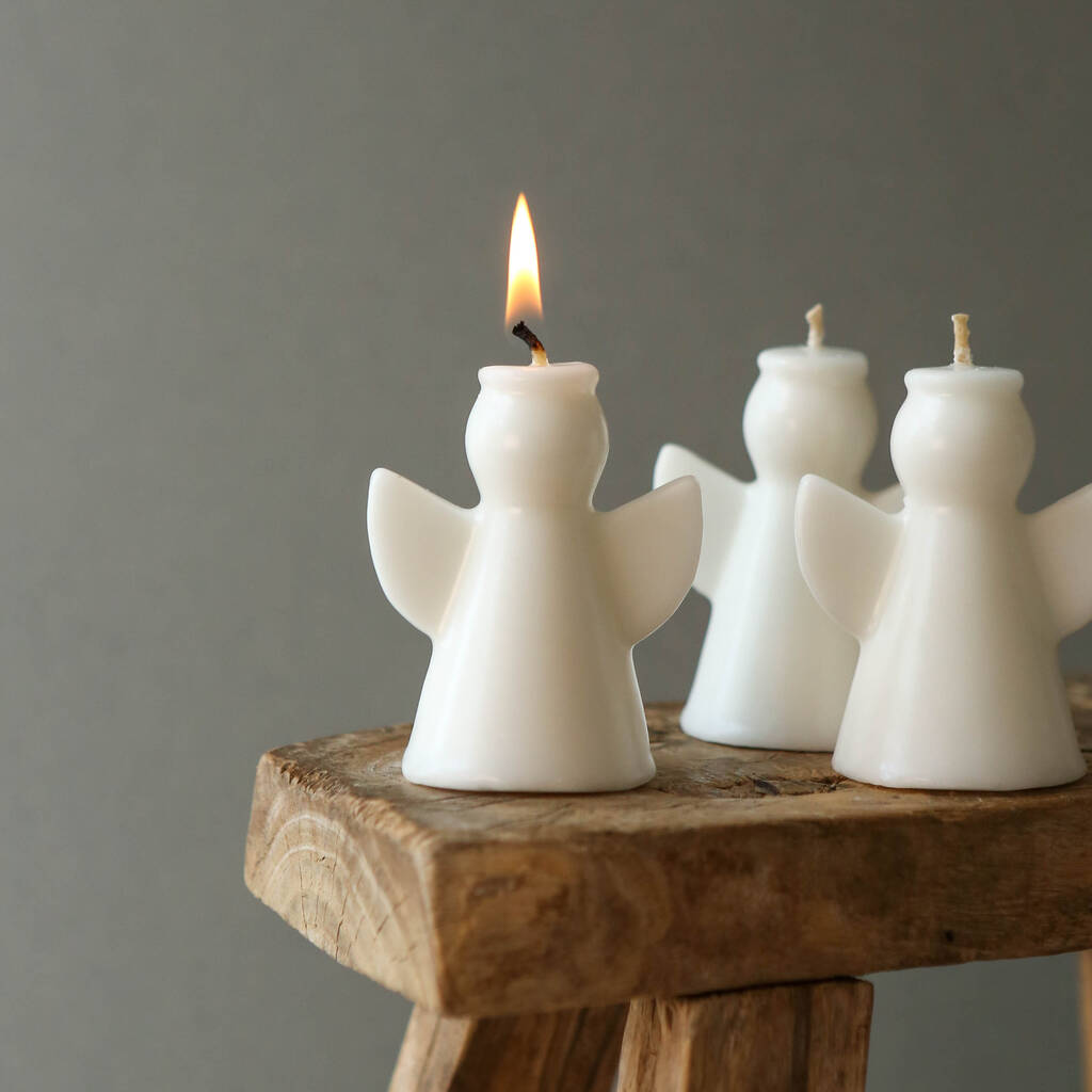 Trio Of Festive Angel Candles By Berylune