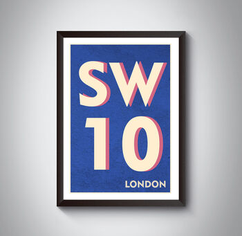 Sw10 Chelsea London Postcode Typography Print, 6 of 10