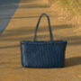 Handmade Woven Leather Tote Shopping Bag, thumbnail 8 of 12