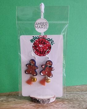 Painted Gingerbread Man Earrings With Stand, 6 of 8