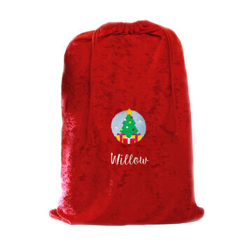 Personalised Santa Gift Sack With Christmas Tree Design, 2 of 6