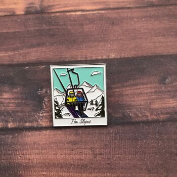 Snow Skiing Photograph Enamel Pin, 5 of 8