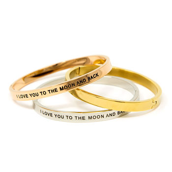 Hinged Moon And Back Message Bangle, 2 of 4