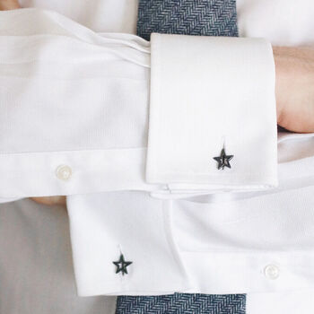 Sterling Silver Star Silver Cufflinks. Graduation Gift For Him, 2 of 10