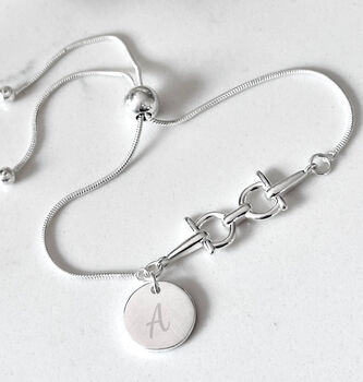 Personalised Horse Bit Bracelet Engravable Charm Sterling Silver 925, 2 of 3