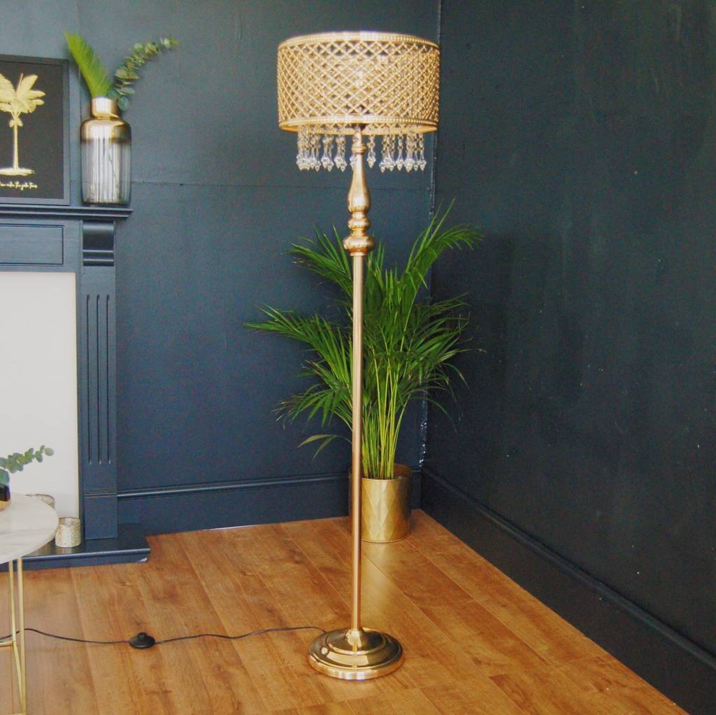 Gold Moroccan Floor Lamp Chandelier Crystal By The Luxe Co
