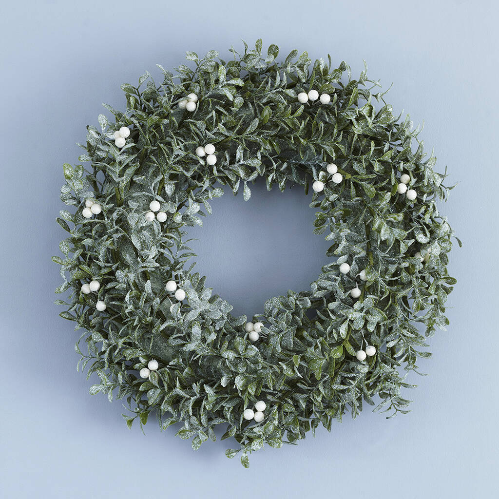 frosted mistletoe door wreath by primrose & plum