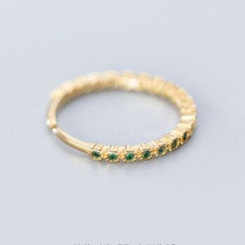 Gold Colour Sterling Silver Green Crystals Adjustable Ring, 2 of 4