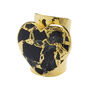 'Molten Heart' Black Grey Stone Gold Plated Cuff Ring, thumbnail 1 of 2
