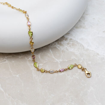 Personalised Multicoloured Pastel Gemstone 18ct Gold Bracelet, 3 of 6