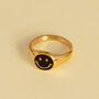 Signet Ring With Black Happy Smile Face, Gold Plated, thumbnail 1 of 5