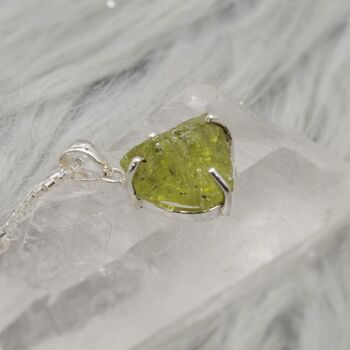 Raw Peridot Sterling Silver Pendant Necklace, 2 of 12