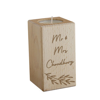 Personalised Botanical Wooden Tealight Holder, 3 of 3