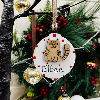 Personalised Pussy Bauble Cat Christmas Tree Decoration, 4 of 4